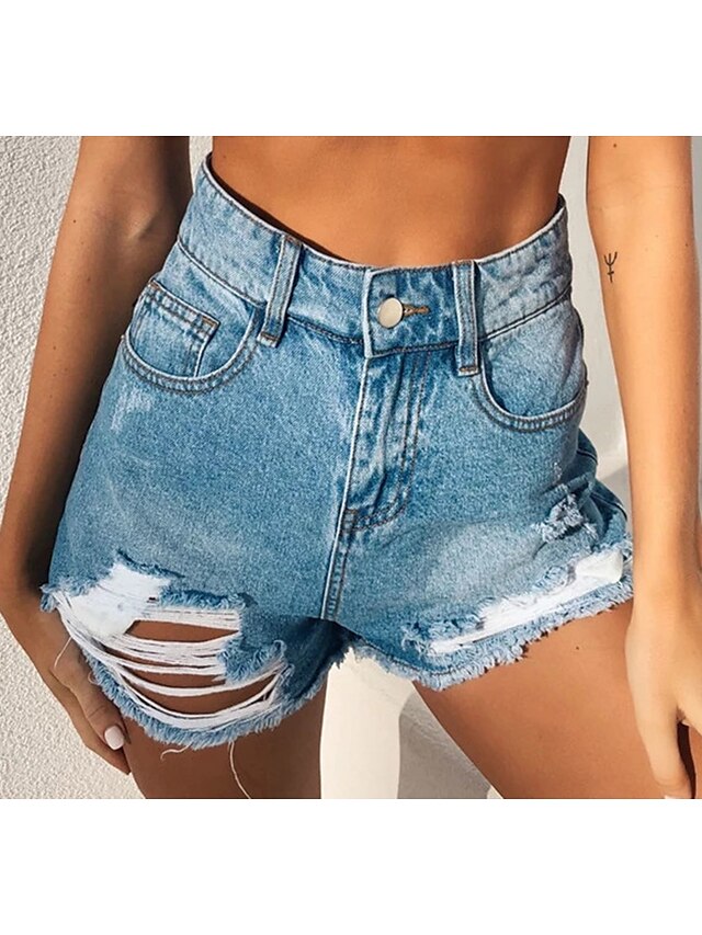 Womens Clothing Womens Bottoms | Womens Fashion Jeans Shorts Hot Pants Side Pockets Cut Out Short Pants Casual Weekend Micro-ela