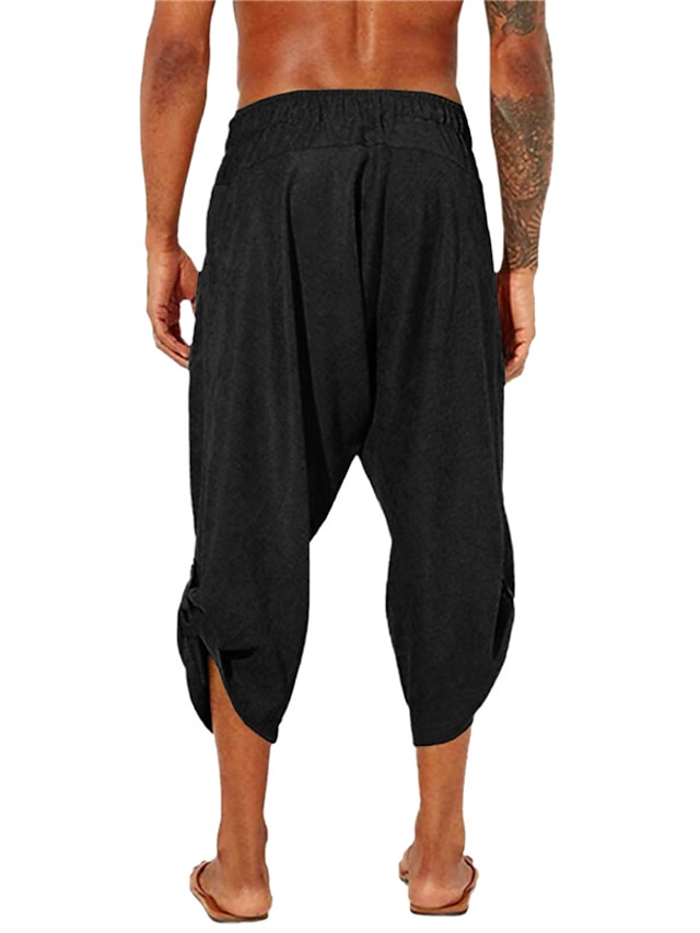 Mens Clothing Mens Bottoms | Mens Fashion Hip-Hop Bloomers Baggy Elastic Drawstring Design Front Pocket Calf-Length Pants Casual