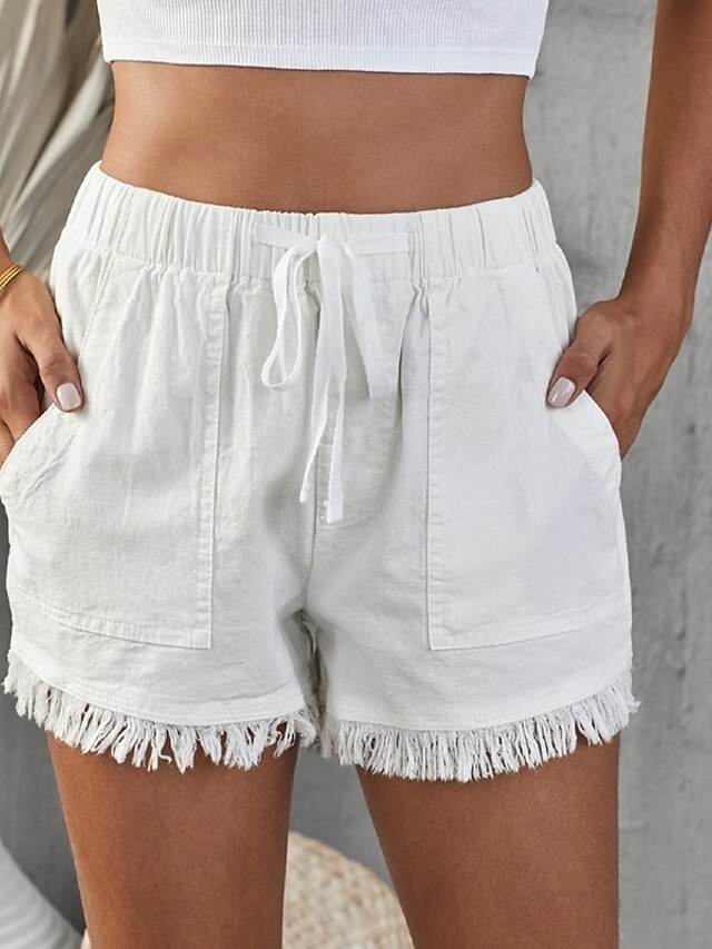 Womens Clothing Womens Bottoms | Womens Fashion Jeans Shorts Tassel Fringe Side Pockets Short Pants Casual Weekend Micro-elastic