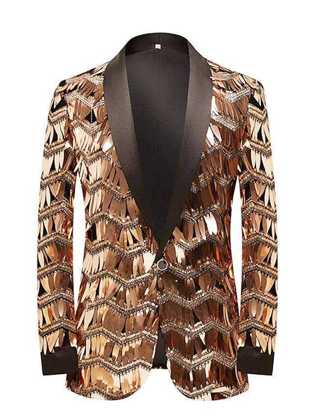  Men's Sequin Party Blazer Blazer Retro 70s Disco Blazer Sparkle Shinny Jacket Outfit Regular Fit Gold 2024