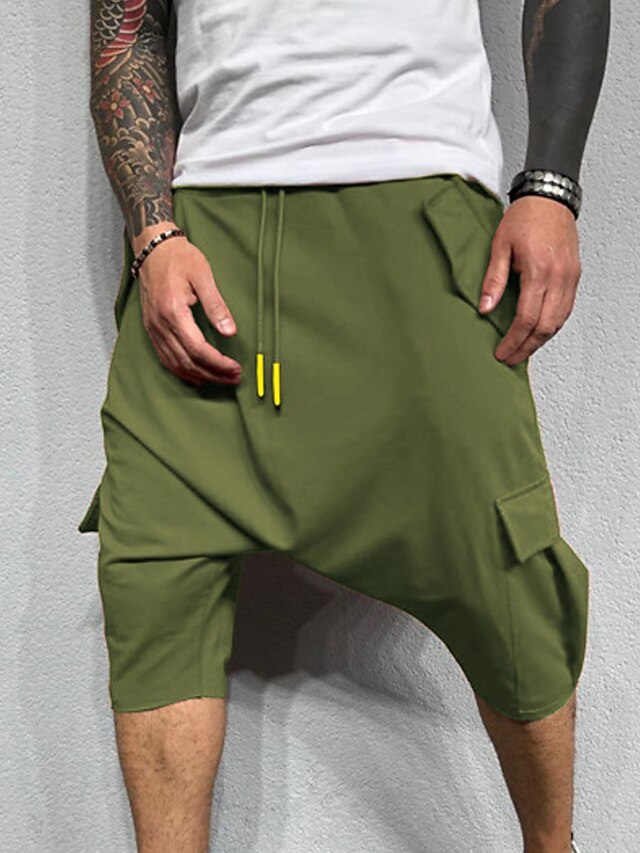 Mens Clothing Mens Bottoms | Mens Stylish Hip-Hop Crop Cargo Shorts Elastic Waist Multiple Pockets Calf-Length Pants Casual Dail