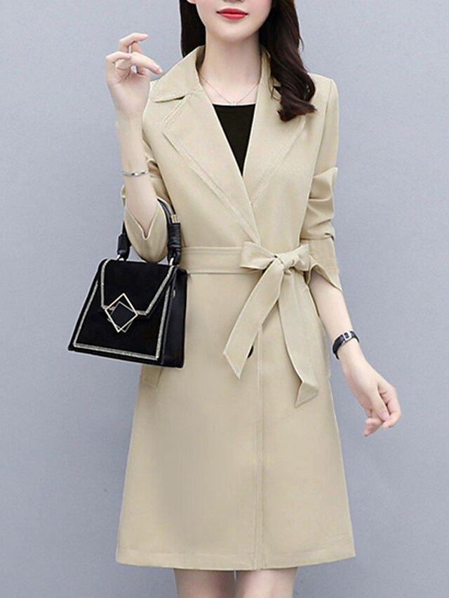 Womens Clothing Womens Outerwear | Womens Trench Coat Coat Street Daily Wear to work Spring Summer Long Coat Regular Fit Warm Br