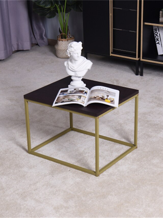  Living Room Black Coffee Table With Mdf Top Nested Table With Metal Legs 17.71 X 20.87 X 15.35 Inches