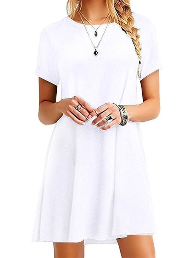 Womens Clothing Womens Sleep & Lounge | Womens Pajamas Nightgown Pure Color Simple Comfort Home Street Polyester Crew Neck Short