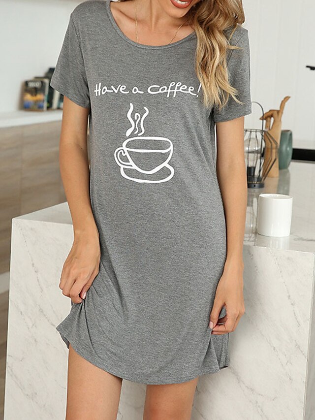 Womens Clothing Womens Sleep & Lounge | Womens Pajamas Nightgown Letter Simple Comfort Home Daily Cotton Crew Neck Short Sleeve 