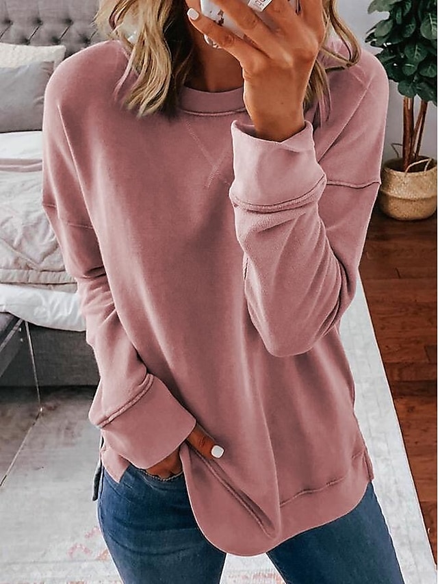 Womens Clothing Womens Tops | Womens Hoodie Sweatshirt Plain Solid Color Daily non-printing Basic Hoodies SweatshirtsOversized G