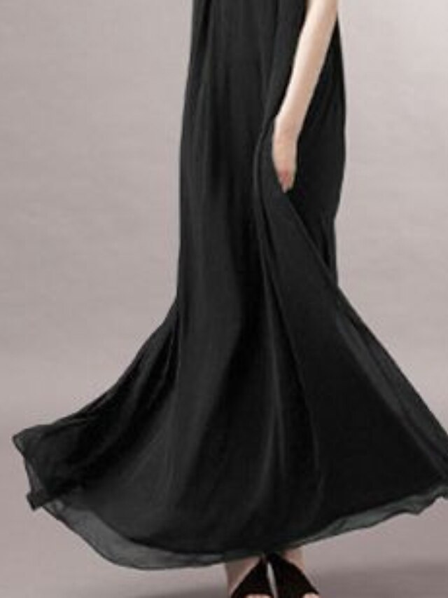 Womens Clothing Womens Dresses | Womens Party Dress Maxi long Dress Black Sleeveless Pure Color Backless Cold Shoulder Spring Su