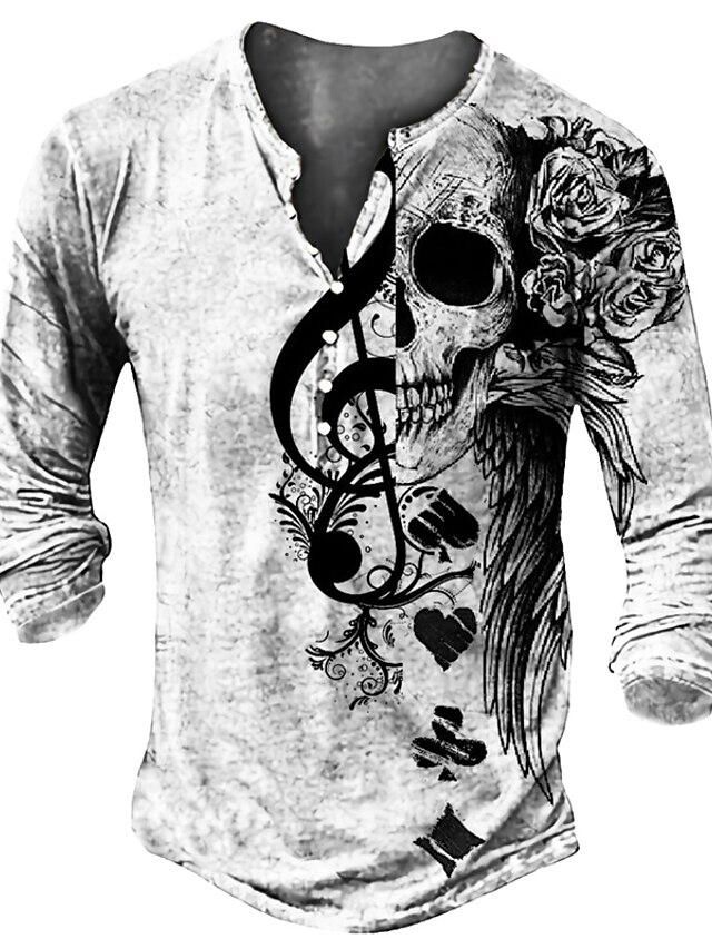 Men's Henley Shirt T shirt Tee Tee Funny T Shirts Graphic Skull Henley