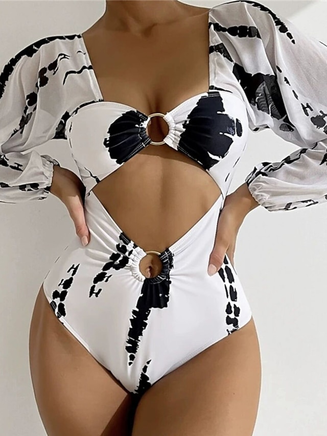 Womens Clothing Womens Swimwear | Womens Swimwear One Piece Monokini Rash Guard Bathing Suits Normal Swimsuit Open Back Cut Out 