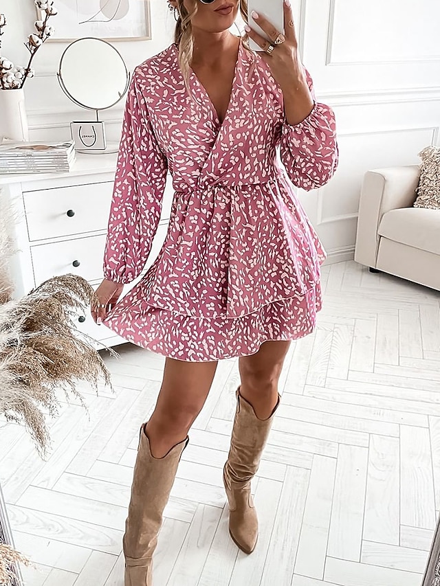 Womens Clothing Womens Dresses | Womens A Line Dress Knee Length Dress Red 3/4 Length Sleeve Print Patchwork Print Spring Summer