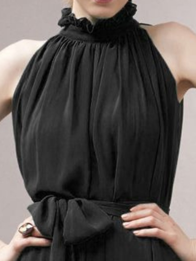 Womens Clothing Womens Dresses | Womens Party Dress Maxi long Dress Black Sleeveless Pure Color Backless Cold Shoulder Spring Su