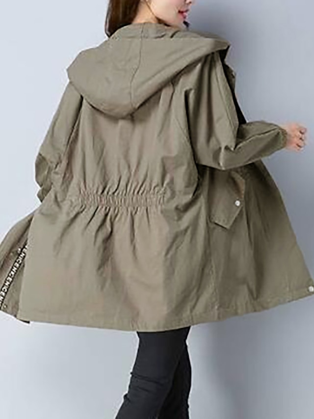 Womens Clothing Womens Outerwear | Womens Trench Coat Street Daily Going out Fall Winter Regular Coat Regular Fit Warm Breathabl