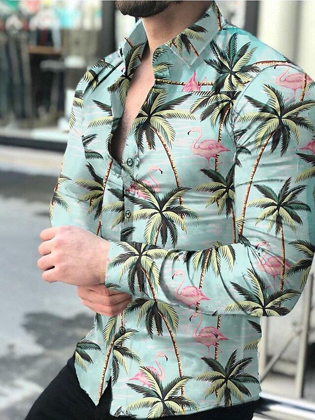 Casual Shirt 3D Print Tree Turndown 