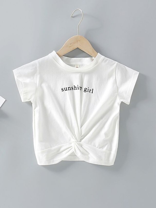 Baby & Kids Girls Clothing | Kids Girls T-shirt & Pants Clothing Set 2 Pieces Short Sleeve White Letter Print Vacation Casual Da