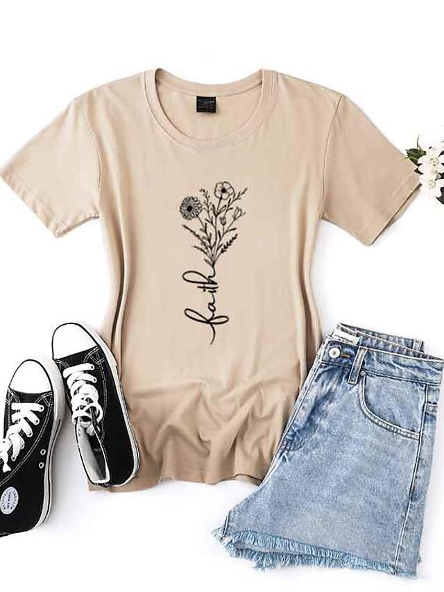 Womens Clothing Plus Size Collection | Womens Plus Size Tops T shirt Leaf Short Sleeve Round Neck Basic Daily Vacation Polyester