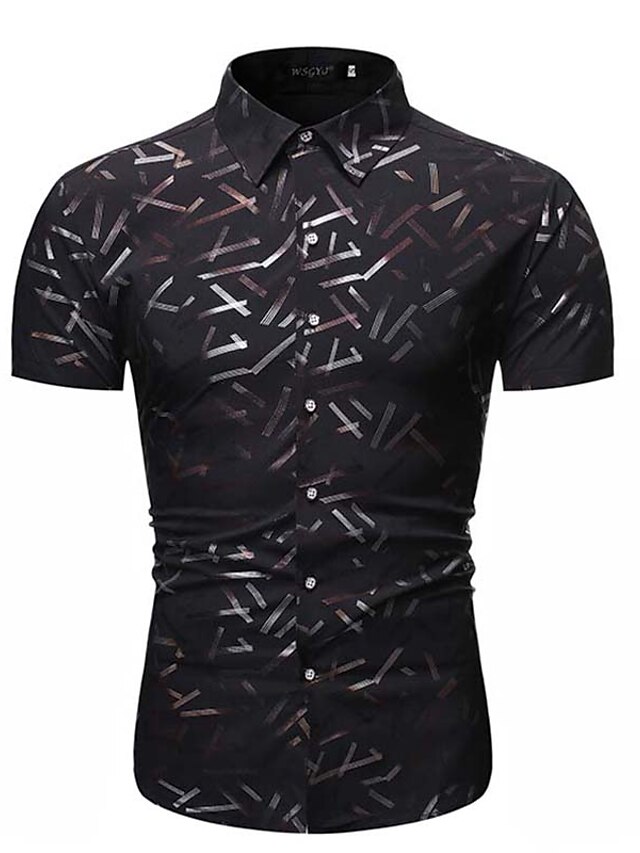 Mens Clothing Mens Shirts | Mens Shirt Print Geometry Turndown Casual Daily Button-Down Print Short Sleeve Tops Business Casual 