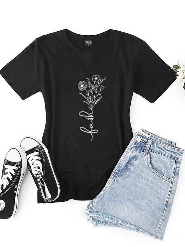 Womens Clothing Plus Size Collection | Womens Plus Size Tops T shirt Leaf Short Sleeve Round Neck Basic Daily Vacation Polyester