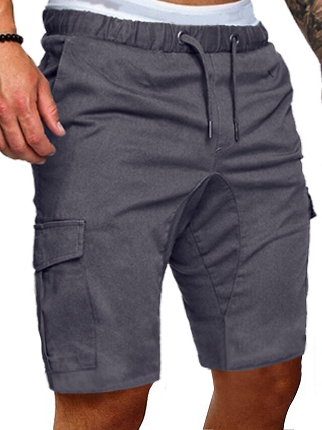  Men's Shorts Bermuda shorts Cargo Shorts Elastic Waistband Drawstring with Side Pocket Casual Daily Sports Outdoor Inelastic Outdoor Sports Solid Colored Mid Waist non-printing ArmyGreen Black Khaki