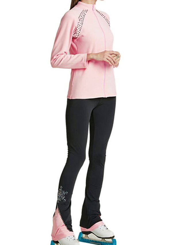 Sports & Outdoors Ice Skating | Figure Skating Jacket with Pants Womens Girls Ice Skating Tracksuit Leggings Outfits Pink Fleece