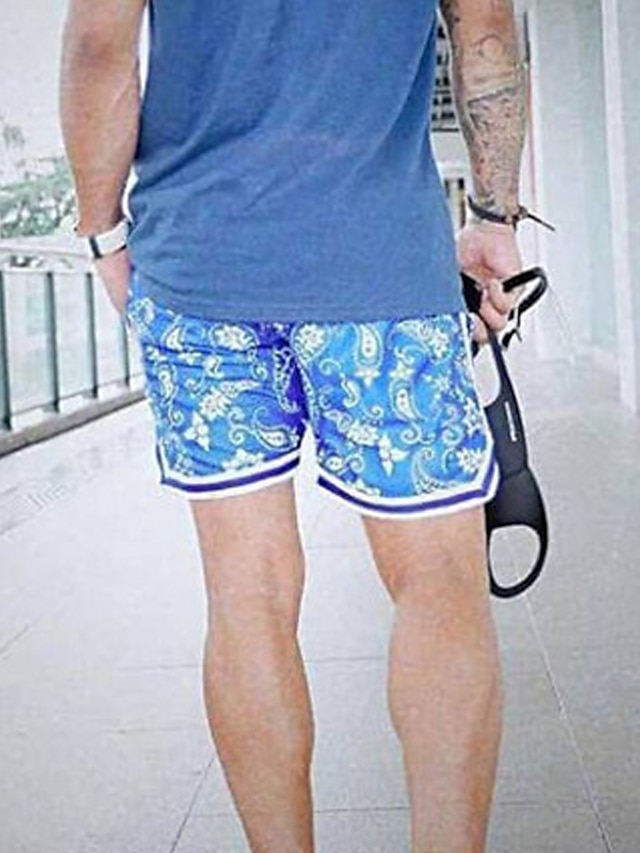 Mens Clothing Mens Bottoms | Mens Stylish Classic Style Active Shorts Elastic Drawstring Design Print Short Pants Sports Outdoor