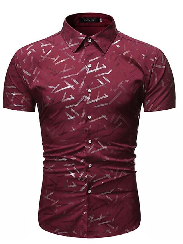 Mens Clothing Mens Shirts | Mens Shirt Print Geometry Turndown Casual Daily Button-Down Print Short Sleeve Tops Business Casual 