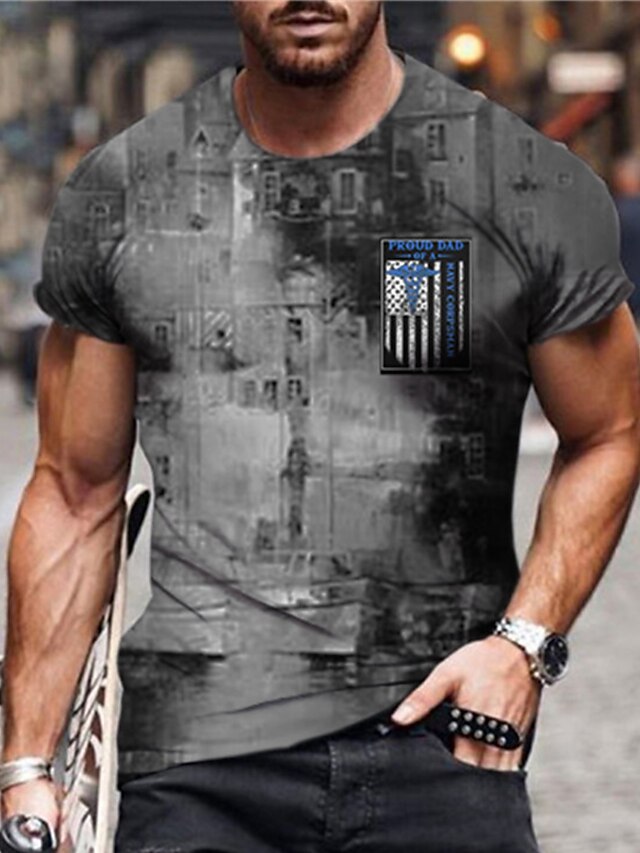 Mens Clothing Mens Tees & Tank Tops | Mens Unisex T shirt Tee 3D Print Graphic Prints National Flag Crew Neck Street Daily Print