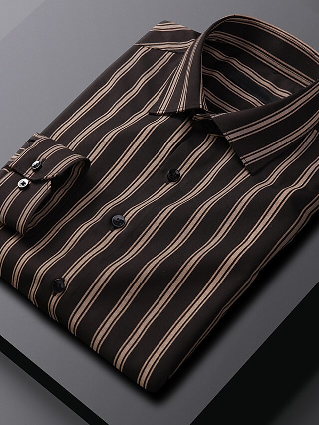 Mens Clothing Mens Shirts | Mens Shirt Striped Turndown Street Casual Button-Down Long Sleeve Tops Casual Fashion Breathable Com