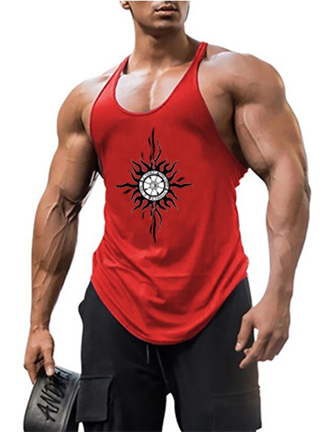 Graphic Prints Totem Black Red Gray Tank Top Vest Top Men's Graphic Cotton Blend Shirt Hawaiian