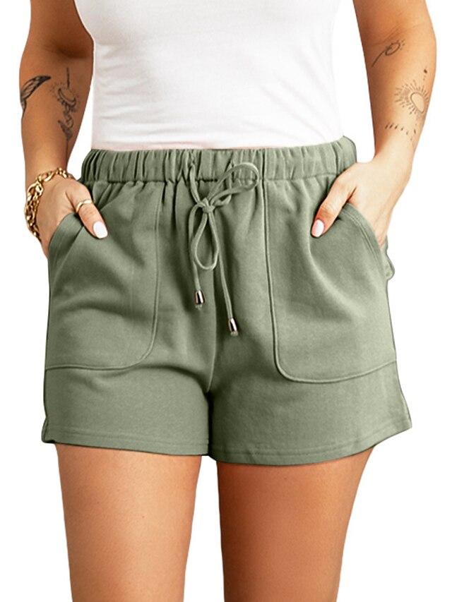 Womens Clothing Womens Bottoms | Womens Shorts Chino Shorts Drawstring Elastic Waist Front Pocket Short Pants Casual Daily Micro