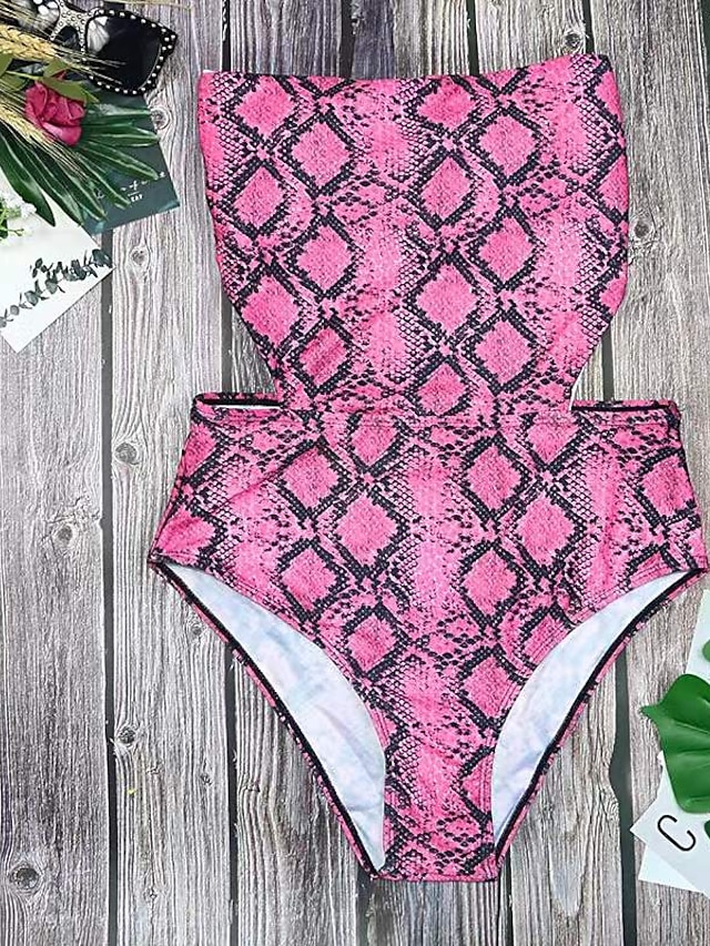 Womens Clothing Womens Swimwear | Womens Swimwear One Piece Monokini Bathing Suits Normal Swimsuit Tummy Control Push Up Snake S