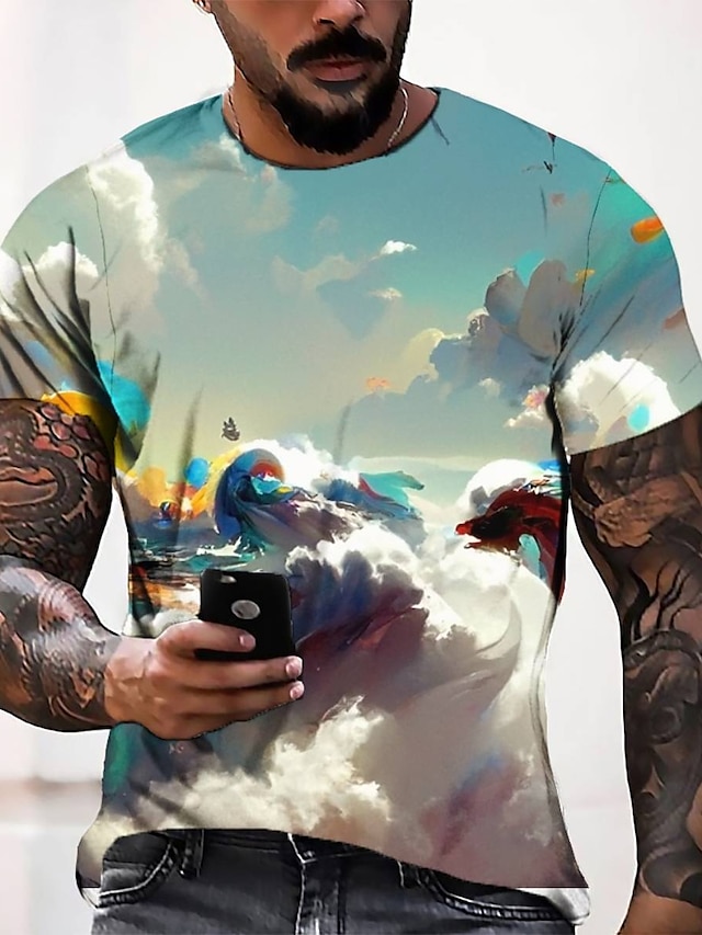 Mens Clothing Mens Tees & Tank Tops | Mens Tee T shirt Tee 3D Print Graphic Round Neck Casual Daily 3D Print Short Sleeve Tops F