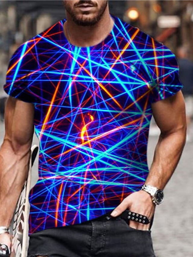 Mens Clothing Mens Tees & Tank Tops | Mens Unisex T shirt Tee 3D Print Graphic Prints Linear Crew Neck Street Daily Print Short 