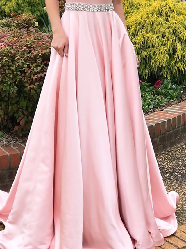 Womens Clothing Womens Dresses | Womens A Line Dress Maxi long Dress Pink Sleeveless Solid Color Backless Spring Summer Crew Nec