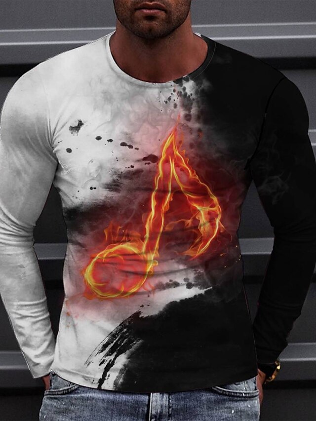 Mens Clothing Mens Tees & Tank Tops | Mens Tee T shirt Tee 3D Print Graphic Round Neck Casual Daily Print Long Sleeve Tops Fashi