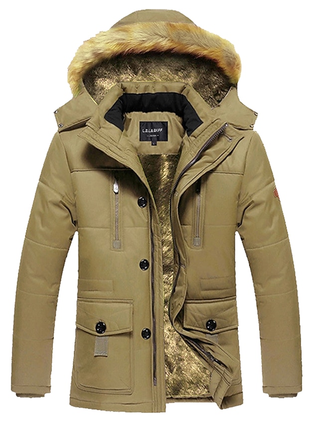 Men's Winter Coat Padded Parka Outdoor Street Waterproof Windproof Fur ...