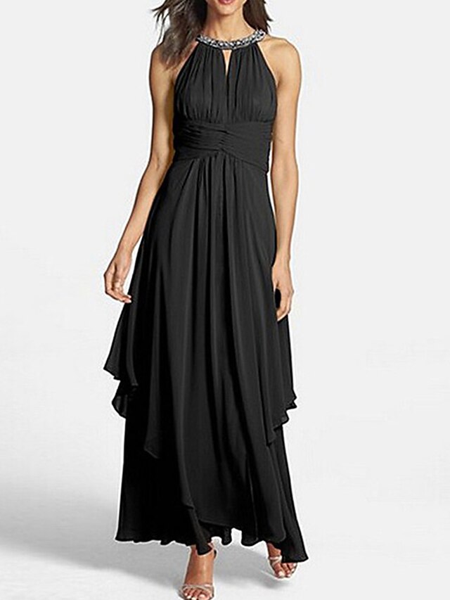 Womens Clothing Womens Dresses | Womens A Line Dress Maxi long Dress Black Purple Sleeveless Pure Color Layered Spring Summer Ha