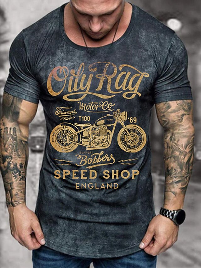 Mens Clothing Mens Tees & Tank Tops | Mens Unisex T shirt Tee 3D Print Graphic Prints Motorcycle Crew Neck Street Daily Print Sh