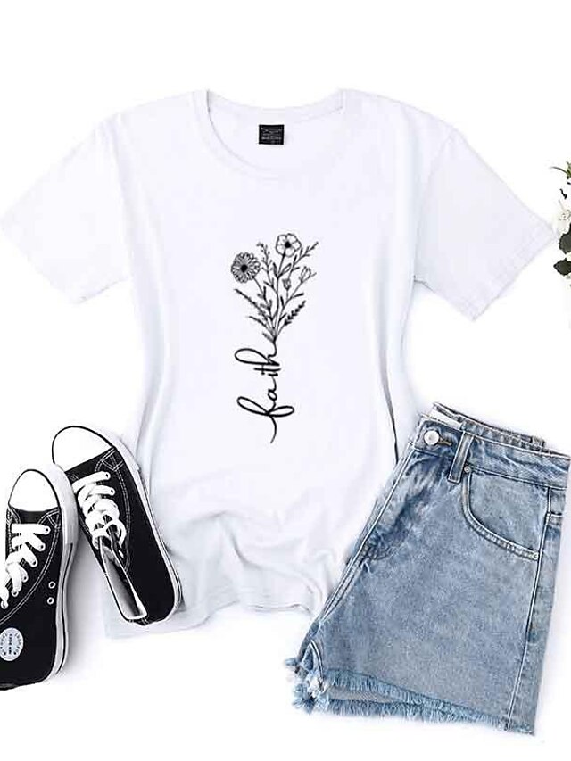 Womens Clothing Plus Size Collection | Womens Plus Size Tops T shirt Leaf Short Sleeve Round Neck Basic Daily Vacation Polyester