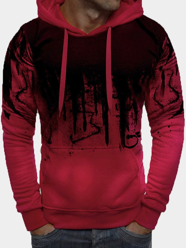 Mens Clothing Mens Hoodies & Sweatshirts | Mens Pullover Hoodie Sweatshirt Gradient Print Hooded Daily Fitness Sportswear Basic 