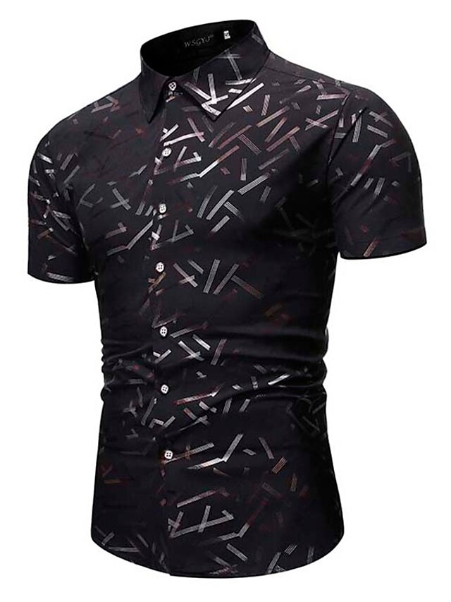 Mens Clothing Mens Shirts | Mens Shirt Print Geometry Turndown Casual Daily Button-Down Print Short Sleeve Tops Business Casual 