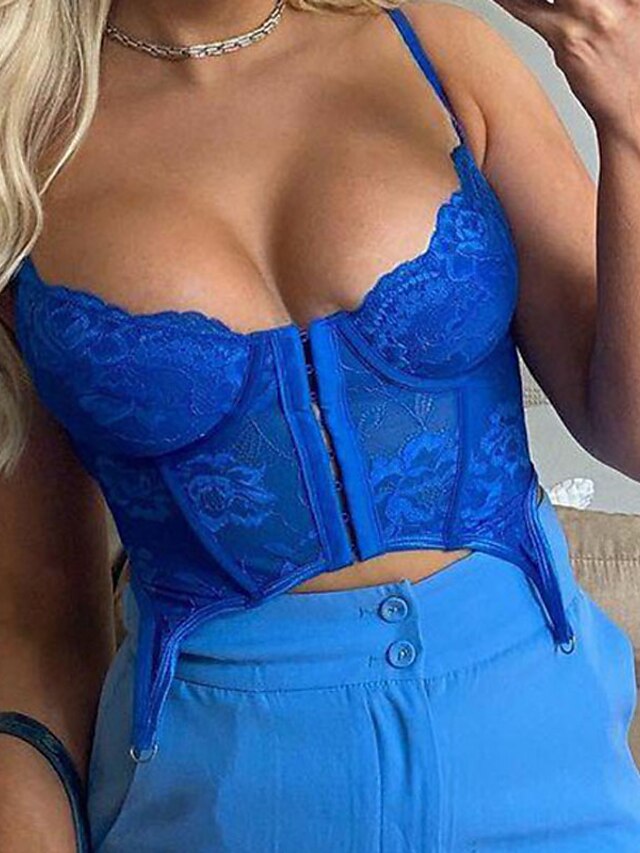 Womens Clothing Womens Sleep & Lounge | Corset Womens Corset Tops Comfortable Backless Push Up Embroidery Pure Color Hook & Eye 