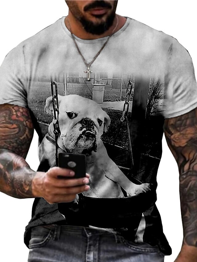 Mens Clothing Mens Tees & Tank Tops | Mens Unisex T shirt Tee 3D Print Dog Graphic Prints Animal Crew Neck Street Daily Print Sh