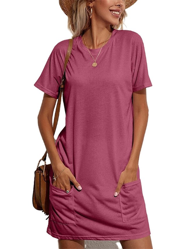 Womens Clothing Womens Sleep & Lounge | Womens Pajamas Nightgown Pure Color Comfort Soft Home Daily Cotton Blend Crew Neck Short