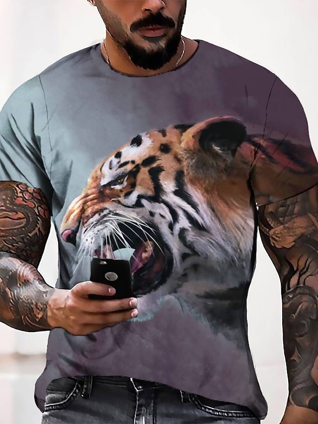 Mens Clothing Mens Tees & Tank Tops | Mens Tee T shirt Tee 3D Print Graphic Round Neck Casual Daily 3D Print Short Sleeve Tops F