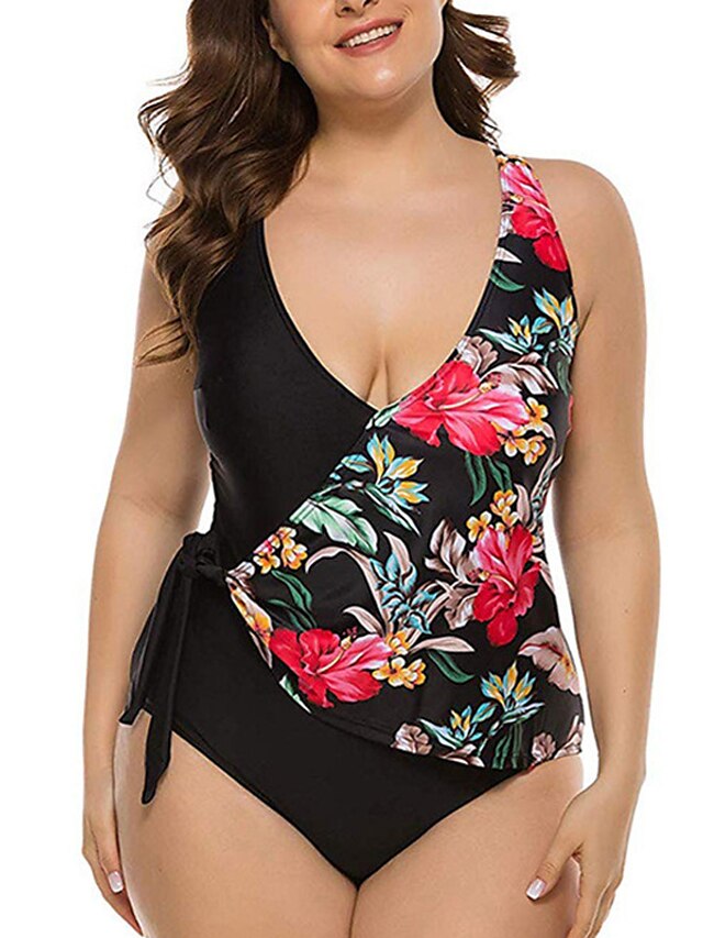 Womens Clothing Womens Swimwear | Womens Swimwear One Piece Monokini Bathing Suits Plus Size Swimsuit Open Back Printing for Big