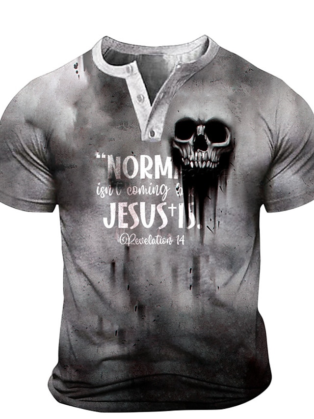 Mens Clothing Mens Tees & Tank Tops | Mens Henley Shirt Tee T shirt Tee 3D Print Graphic Skull Letter Plus Size Henley Daily Spo