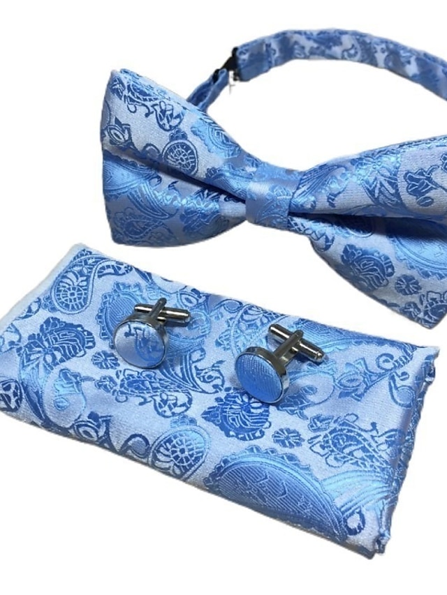  Herren Krawatten Fliege Einstecktuch Manschettenknöpfe Sätze Fliege Geschenkbox Büro Hochzeit Gentleman Jacquard