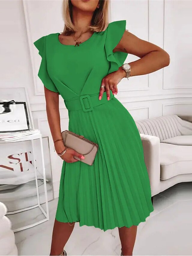 Women's Party Dress Casual Dress Midi Dress Fuchsia Orange Green Short ...