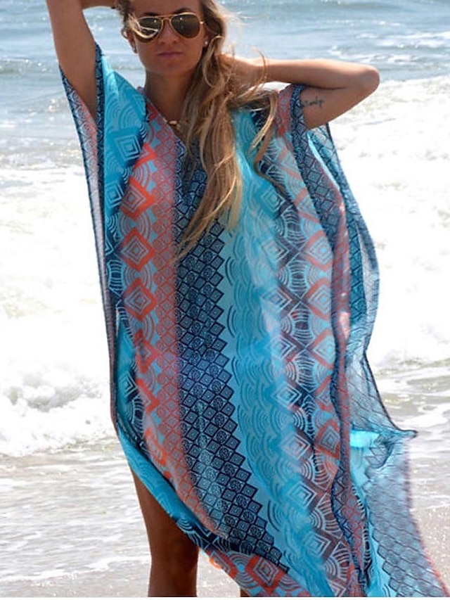  Damen Normal Badeanzug Zudecken Strandkleid Bademode überdimensional Bedruckt Aktiv Party Badeanzüge