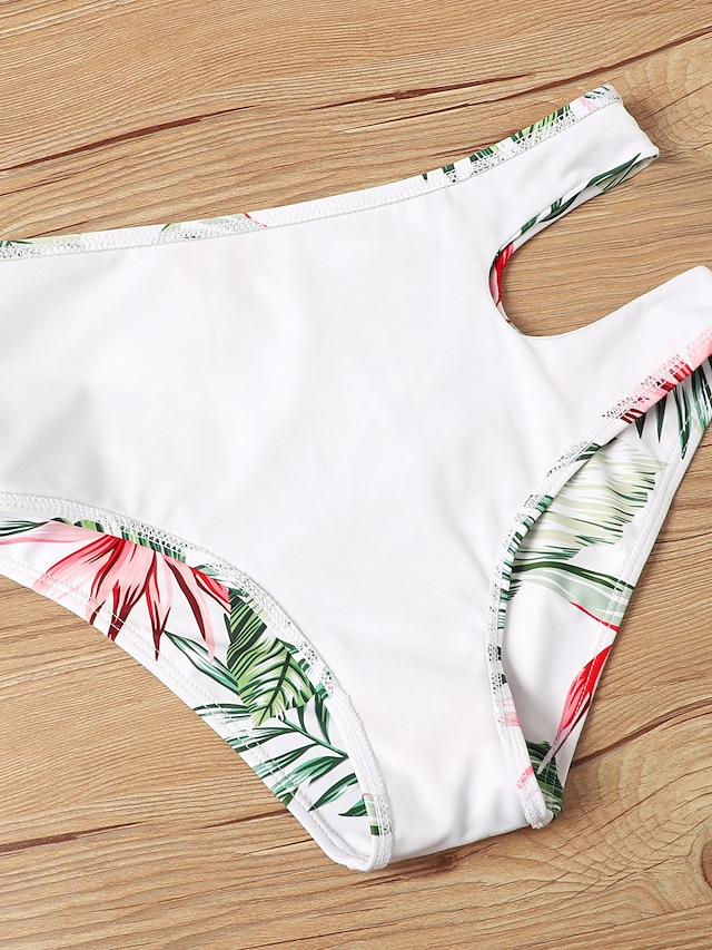 Womens Clothing Womens Swimwear | Womens Swimwear Bikini 2 Piece Normal Swimsuit Backless Printing High Waisted Hole Leaf Cow Pr